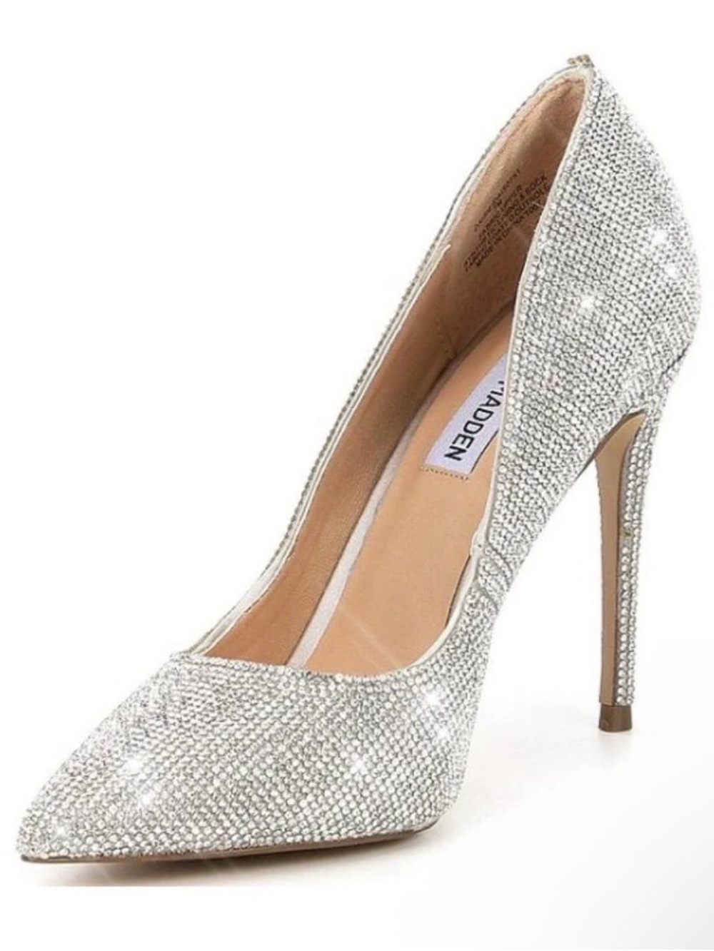Steve Madden Daisie Silver Crystal Embellished Pointed-Toe Stiletto Pump